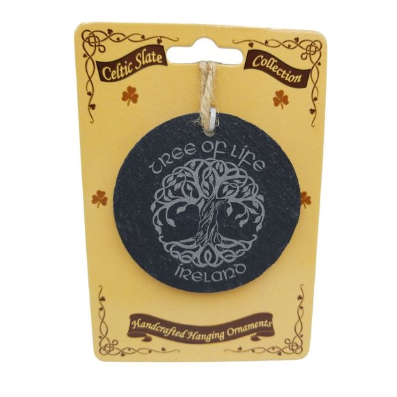 Irish Celtic Tree Of Life Black Slate Hanging Decoration - Picture 1 of 6
